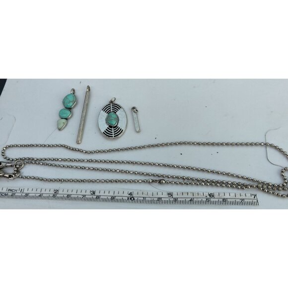 Lucky Brand Turquoise Silver Pendant Necklace Multi Way Charm Accents - Picture 4 of 16